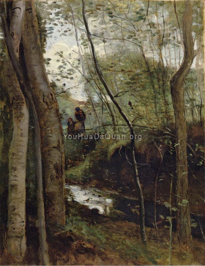 Un ruisseau sous bois( Stream in the Woods) - 让·巴蒂斯特·卡米耶·柯罗